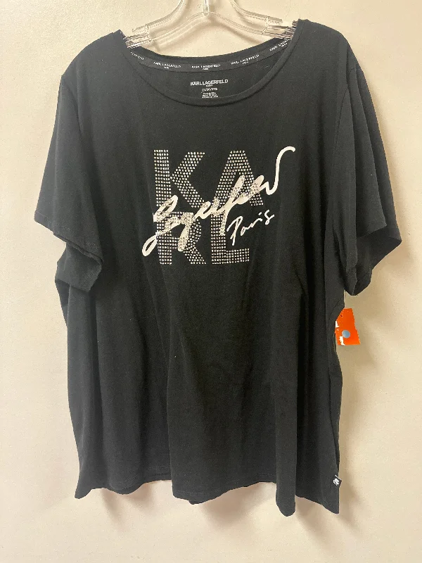 Top Short Sleeve Designer By Karl Lagerfeld In Black, Size: 3x