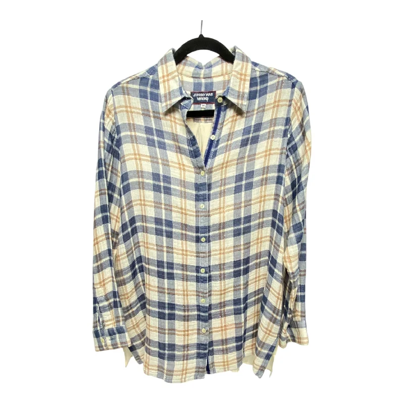 Top Long Sleeve Designer By Johnny Was In Plaid Pattern, Size: M