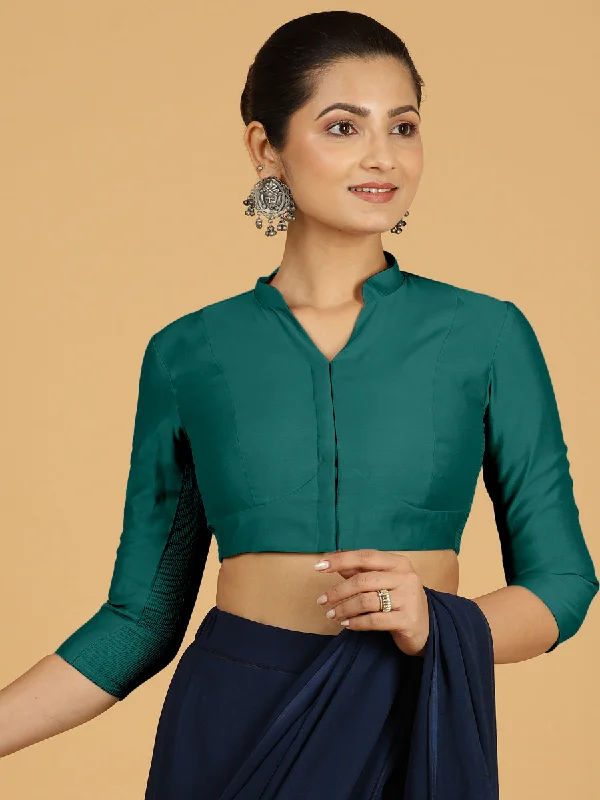 Maya x Rozaana | Three Quarter Sleeves Saree Blouse in Peacock Green