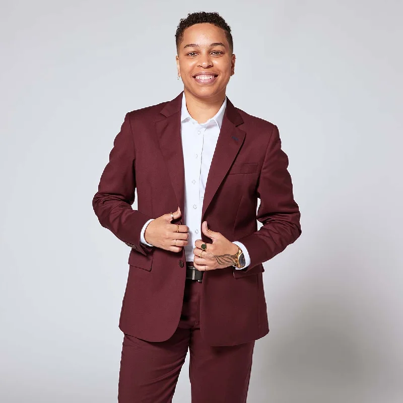 Women's Boho Blazers-The Georgie Burgundy Suit Blazer