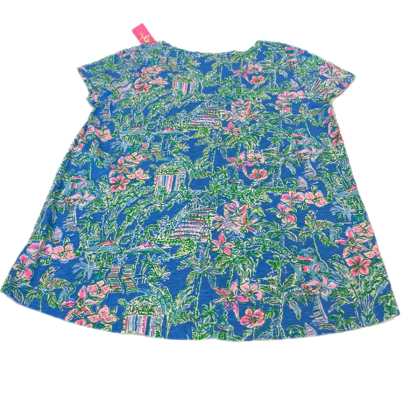 Top Short Sleeve Designer By Lilly Pulitzer In Blue, Size: Xl