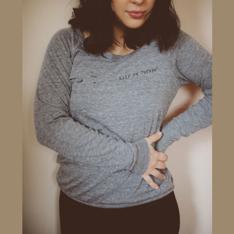 Women's Wool Pullovers-Keep On Tuckin' Pullover - Grey Black