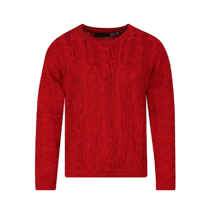 Women's Ribbed Pleated Pullovers-COOGI Red Alert Crewneck-Special Edition