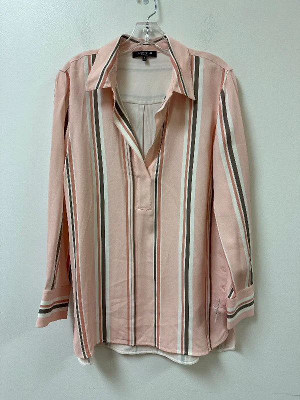 Top Long Sleeve Designer By Lafayette 148 In Pink, Size: M