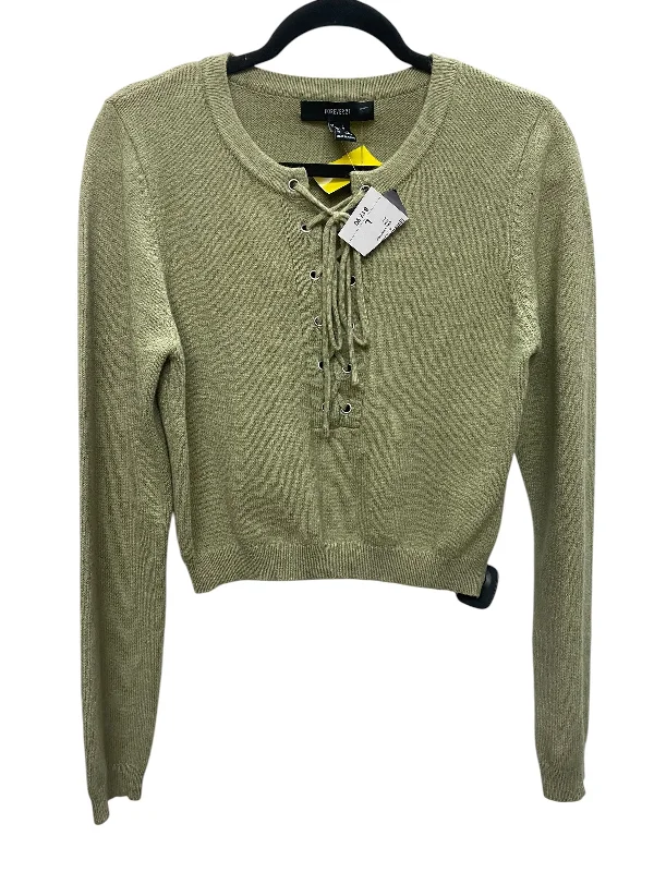 Women's Low-Waisted A-Line Pullovers-Sweater By Forever 21 In Green, Size: L