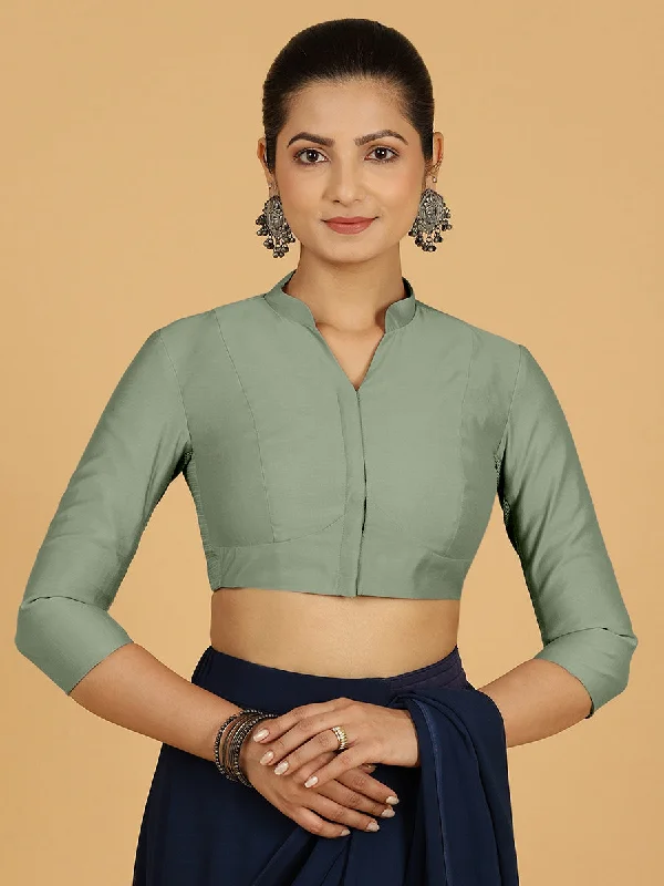 Maya x Rozaana | Three Quarter Sleeves Saree Blouse in Mint Green