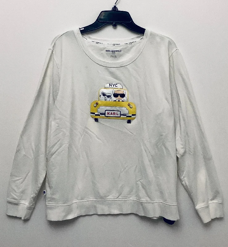 Top Long Sleeve Designer By Karl Lagerfeld In White, Size: L