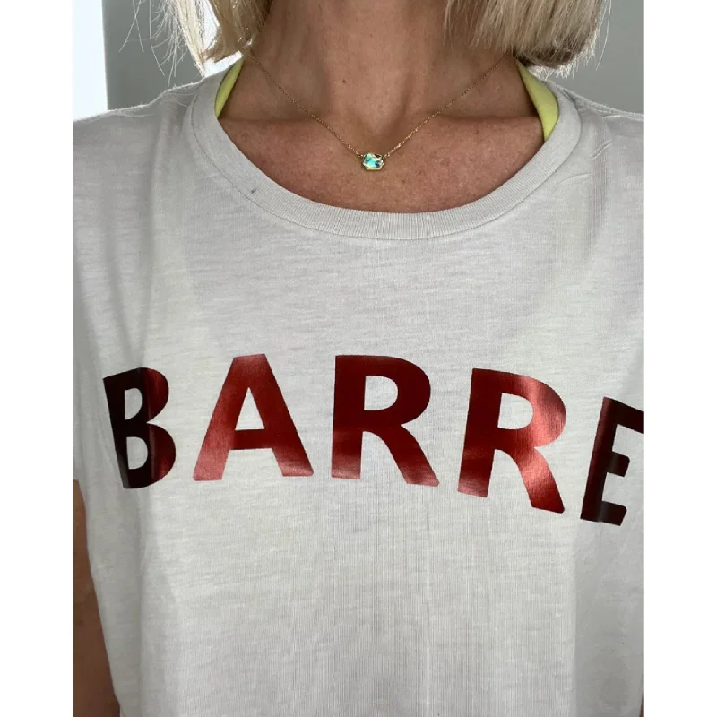 Women's Tulle Denim Pullovers-Barre - Foil Lettered - Cropped Tee