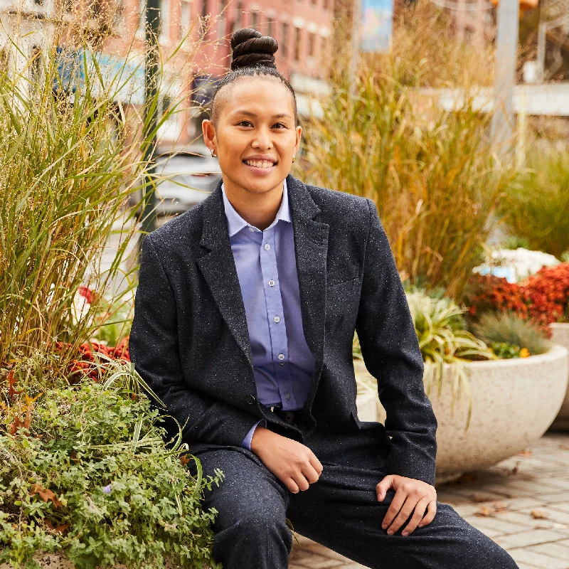 Women's Breathable Blazers-Navy Pebble Blazer