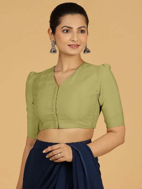 Shravani x Rozaana | Puff Sleeves Saree Blouse in Pista Green