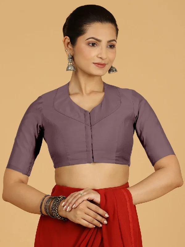 Pallavi x Rozaana | Elbow Sleeves Saree Blouse in Purple Mauve