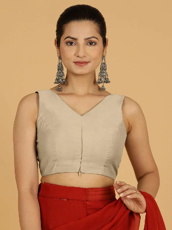 Hema x Rozaana |  Saree Blouse in Oyster Grey