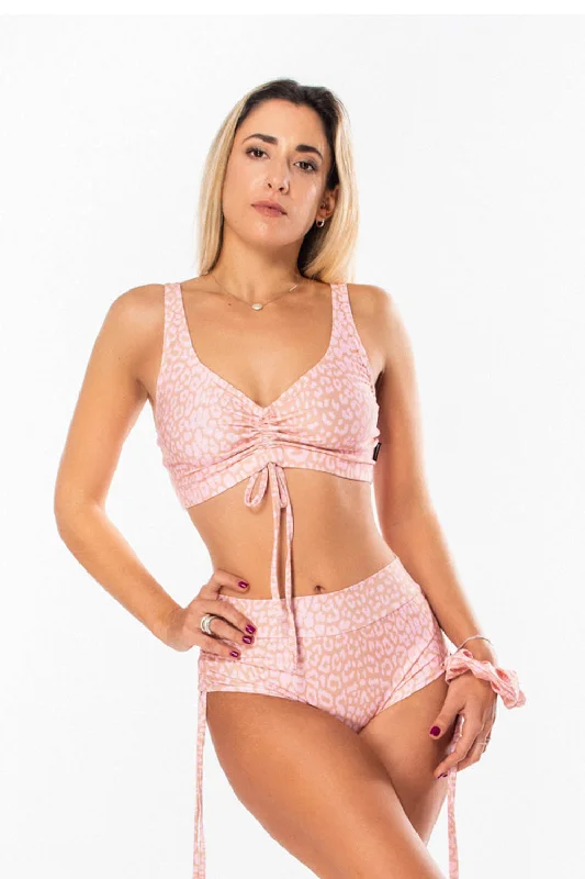 Women's High-Waisted A-Line Pullovers-Arya pink leopard top