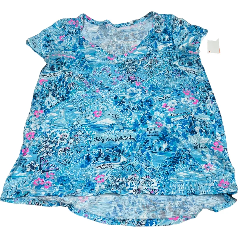 Top Short Sleeve Designer By Lilly Pulitzer In Blue, Size: M