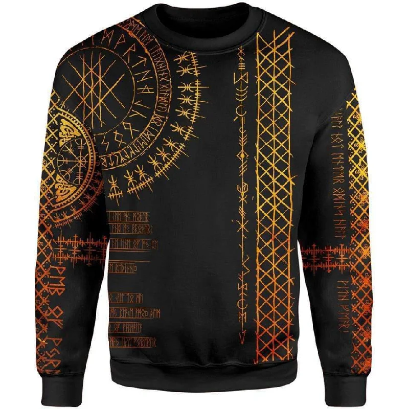 Women's Textured A-Line Pullovers-Viking Runes Sweater