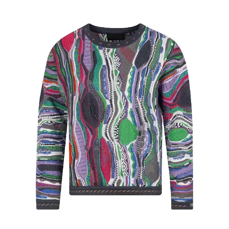 Women's Satin Denim Pullovers-Coogi Blister Crewneck