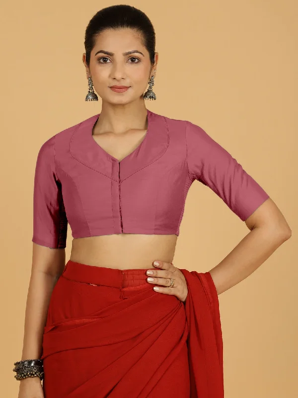 Pallavi x Rozaana | Elbow Sleeves Saree Blouse in Rose Pink