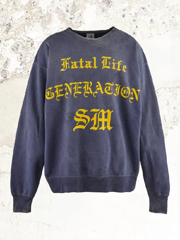 Women's Low-Waisted Floral Pullovers-SAINT MICHAEL Fatal Life crew-neck sweatshirt