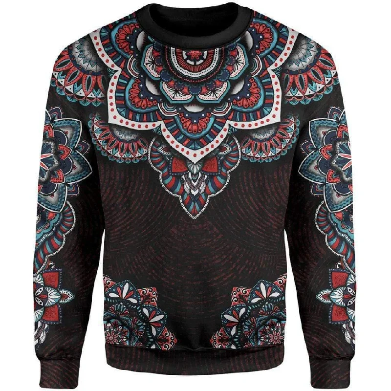 Women's Slit A-Line Pullovers-Royal Mandala Sweater