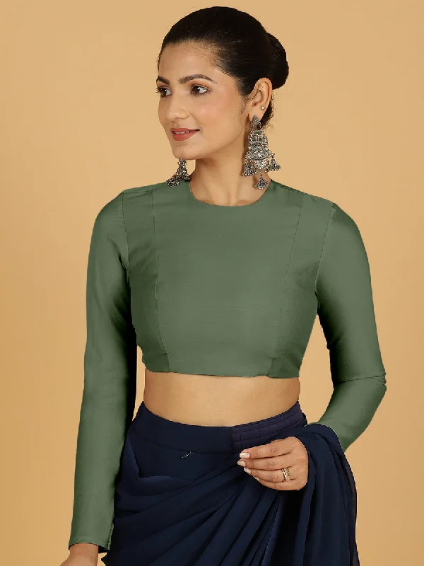 Jaya x Rozaana |  Saree Blouse in Hunter Green