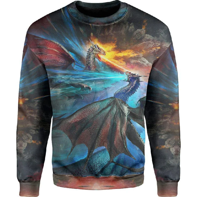 Women's Glitter Floral Pullovers-Fire and Ice Dragons Sweater