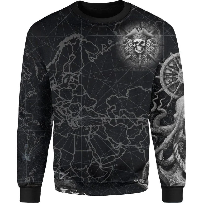 Women's Abstract Pullovers-Black Beard Sweater