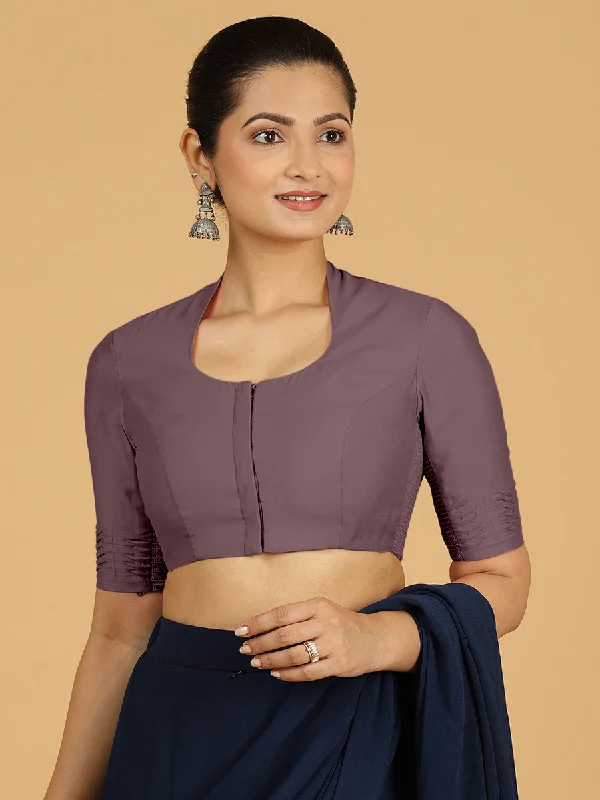 Salma x Rozaana | Elbow Sleeves Saree Blouse in Purple Mauve