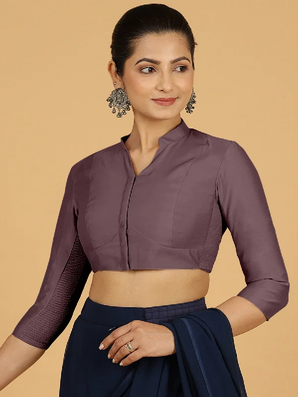 Maya x Rozaana | Three Quarter Sleeves Saree Blouse in Purple Mauve