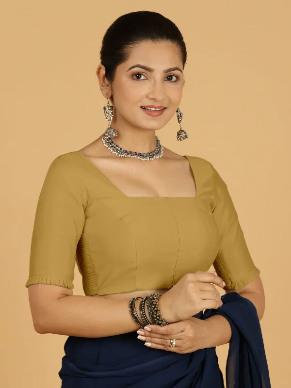 Nihira x Rozaana | Elbow Sleeves Saree Blouse in Dijon Mustard