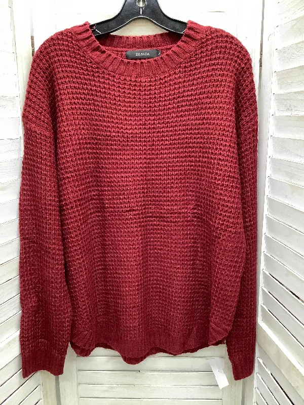 Women's Maxi Denim Pullovers-Sweater By Clothes Mentor In Red, Size: L