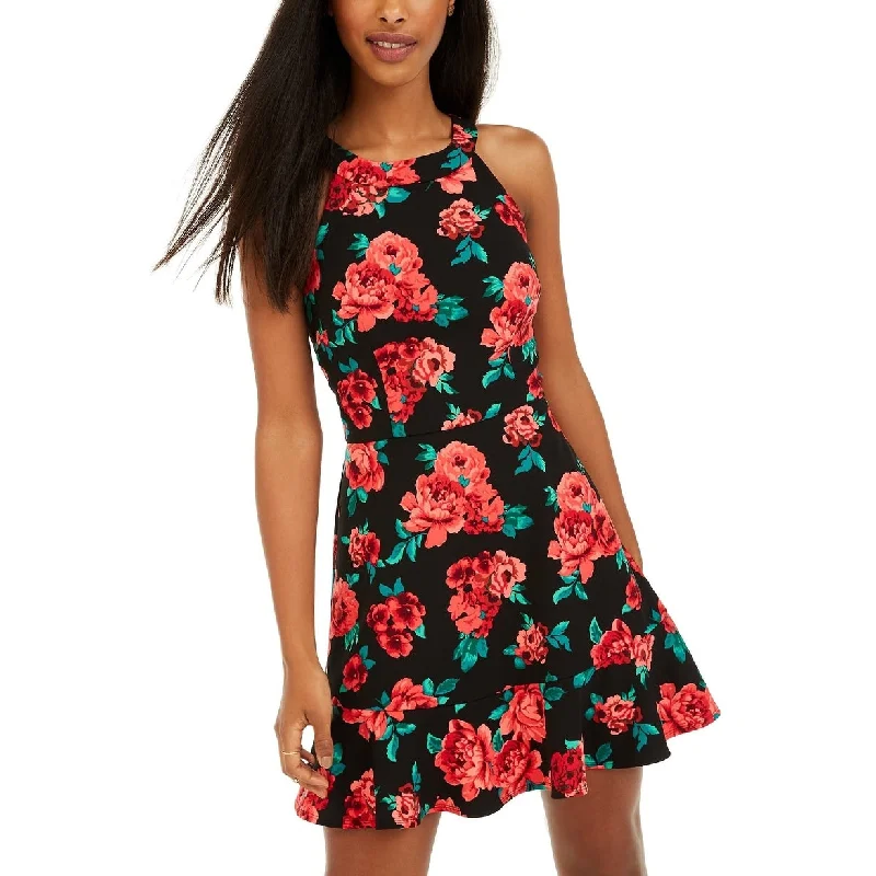 Women's Casual Brunch Dresses-BCX Women's Floral-Print Flounce Dress Red Size 13