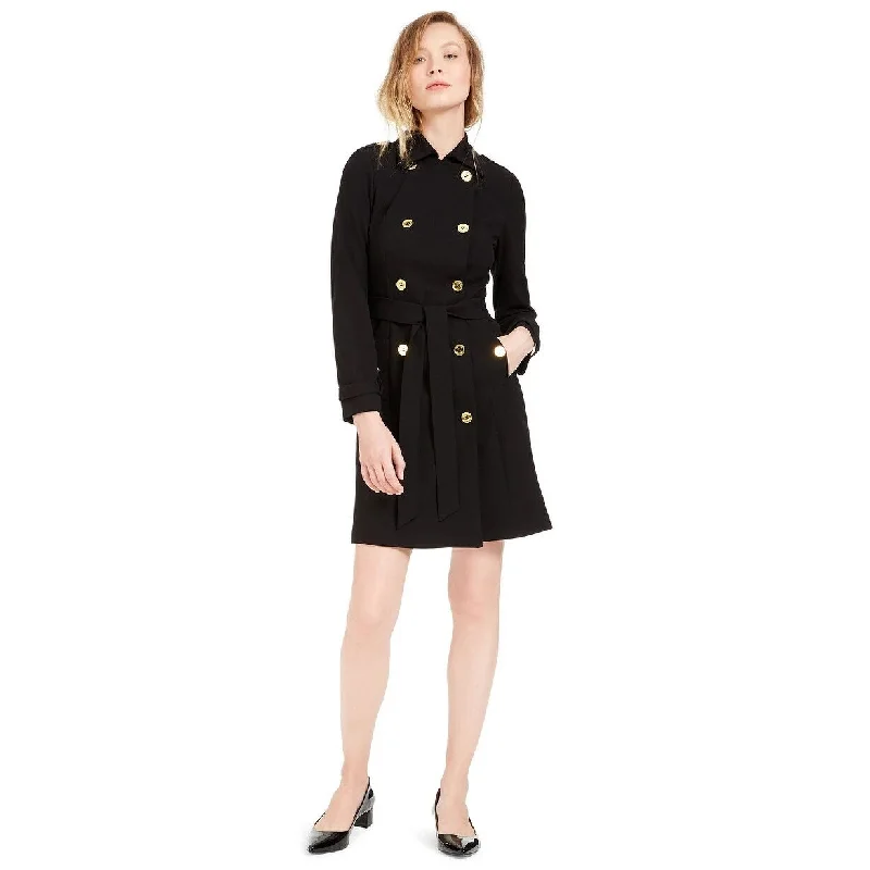 Women's Casual Work Dresses-Calvin Klein Women's Military Coat Dress Black Size 2