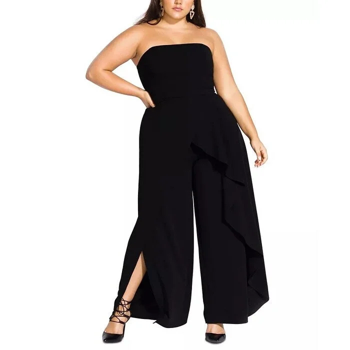 Women's Casual Chic Dresses-City Chic Women's Attraction Strapless Jumpsuit Size Black Size 18W