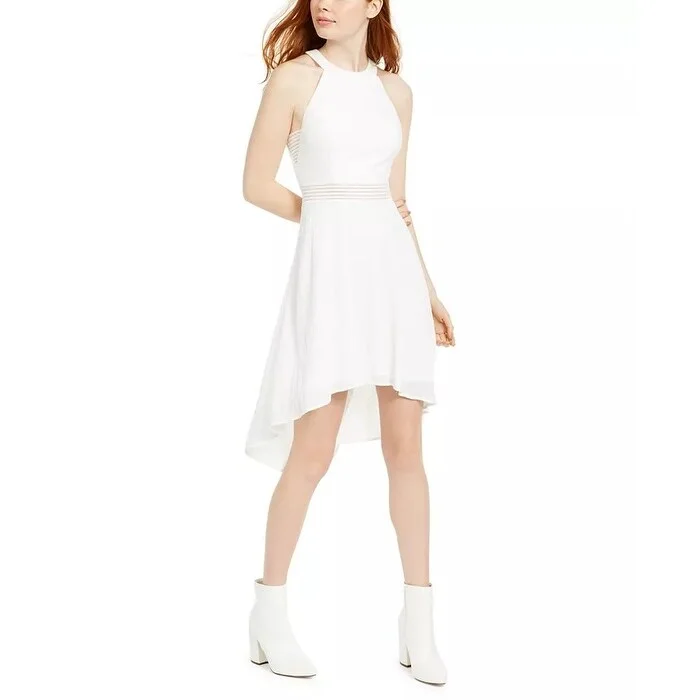 Women's Casual Park Dresses-City Studios Juniors' Halter High-Low Dress White Size 3