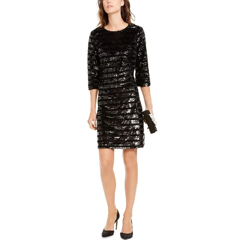 Women's Casual Lace Dresses-INC International Concepts Women's Sequin Sheath Dress Black Size S - Small