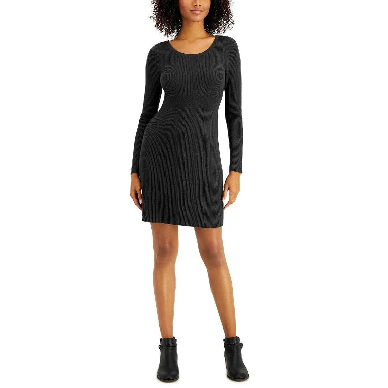 Women's Casual Empire Waist Dresses-Style & Co Women's Ribbed-Knit Sweater Dress Black Size X-Large