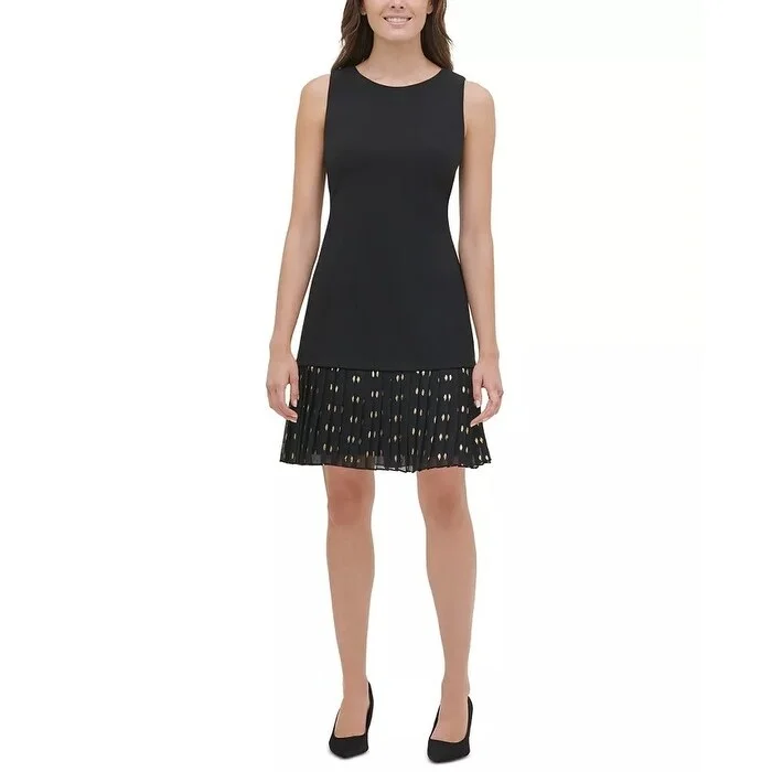 Women's Casual Vacation Dresses-Tommy Hilfiger Women's Chiffon-Hem A-Line Dress Black Size 2