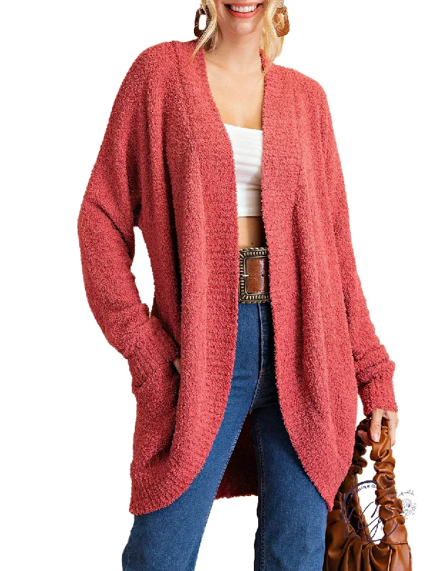 Women's Low-Waisted Floral Cardigans-Hiding My Love Popcorn Knit Cardigan