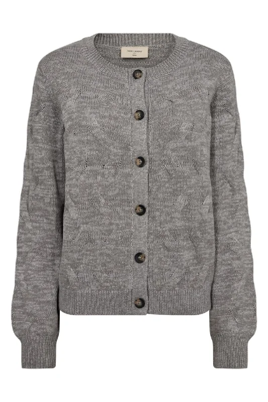 Women's Glitter Pleated Cardigans-Jazz Cardigan 204510 | Medium Grey mlg. | Cardigan fra Freequent