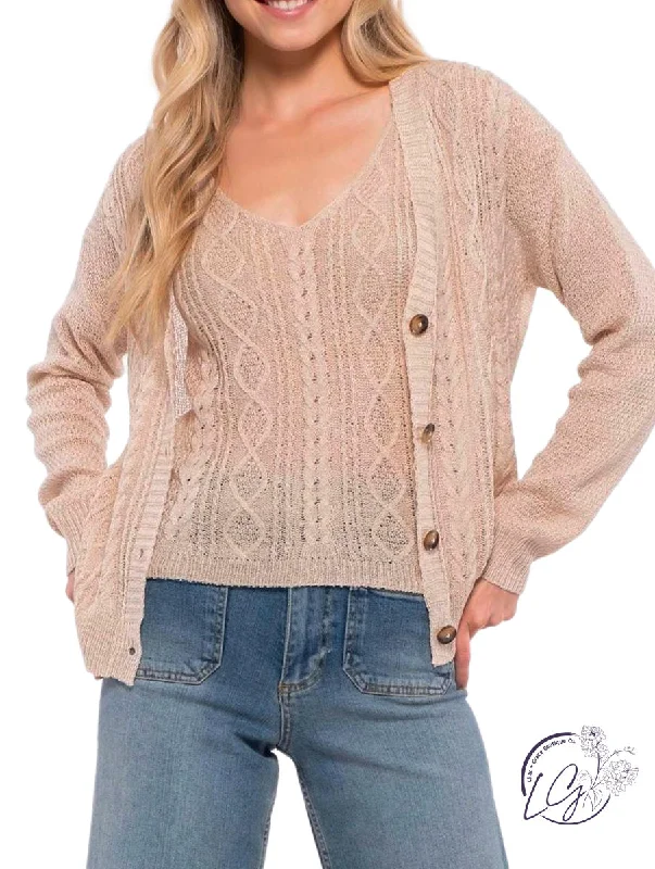 Women's Lace Pleated Cardigans-Pure Happiness Button Cardigan