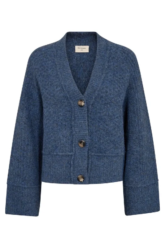 Women's High-Waisted A-Line Cardigans-Money Cardigan 204497 | Navy Blazer Melange | Cardigan fra Freequent