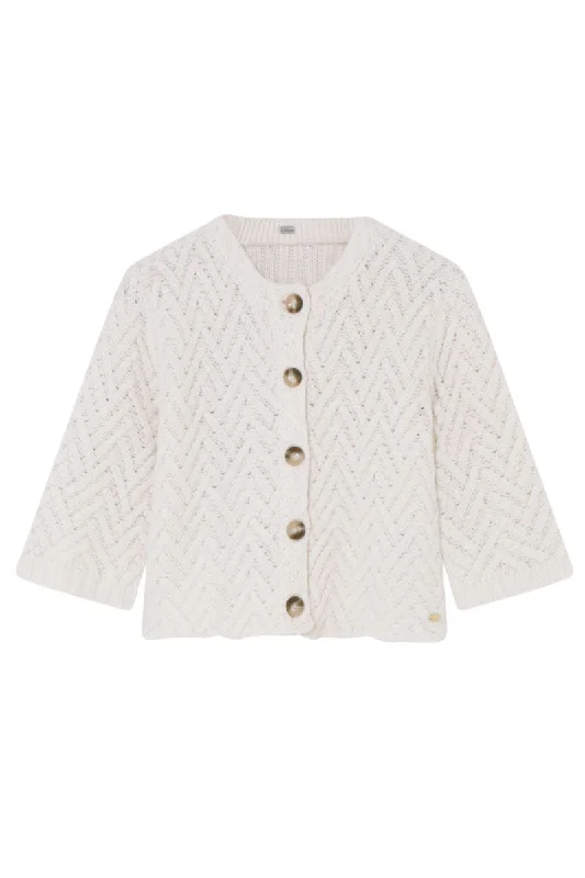 Women's Lace Pencil Cardigans-Parker knit cardigan | Off White | Strik fra Gustav