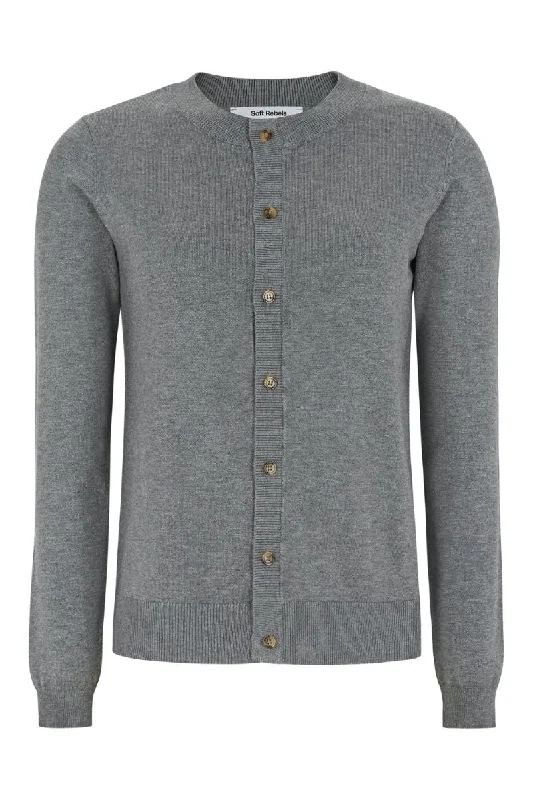 Women's Button-Front A-Line Cardigans-SRMarla Cardigan knit SR120-213 |  Medium Grey Melange | Strik fra Soft Rebels