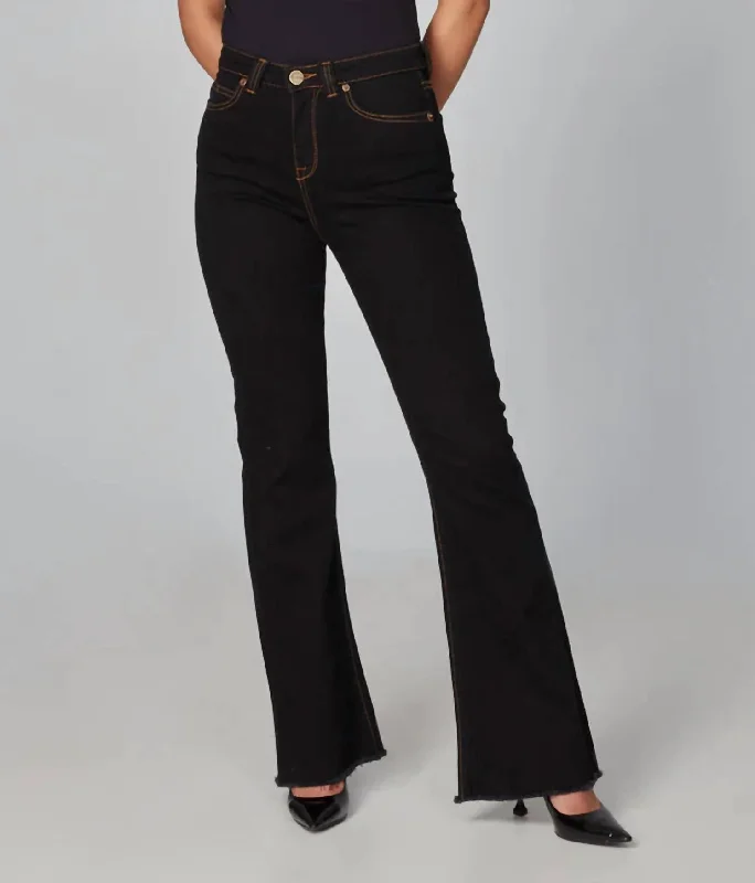 Women's High-Waisted Pants-Alice High Rise Flare Jean In Forever Black