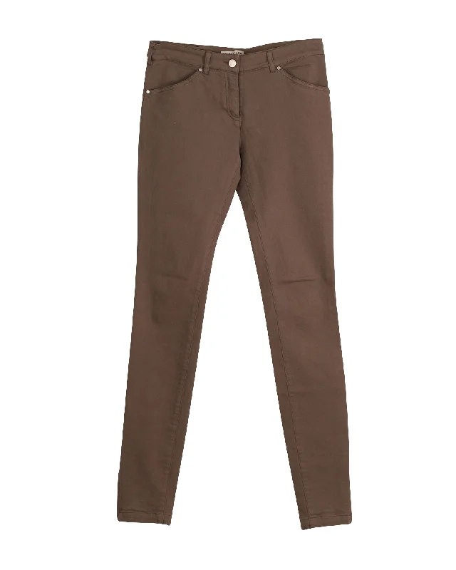 Women's Track Pants-Balenciaga Skinny Jeans in Brown Cotton