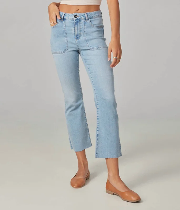 Women's Color Block Pants-Billie High Rise Bootcut Jeans In True Denim