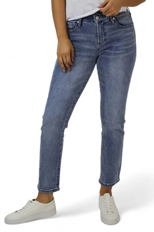 Women's Bold Color Pants-Blaire Straight Leg Jean In Light Blue