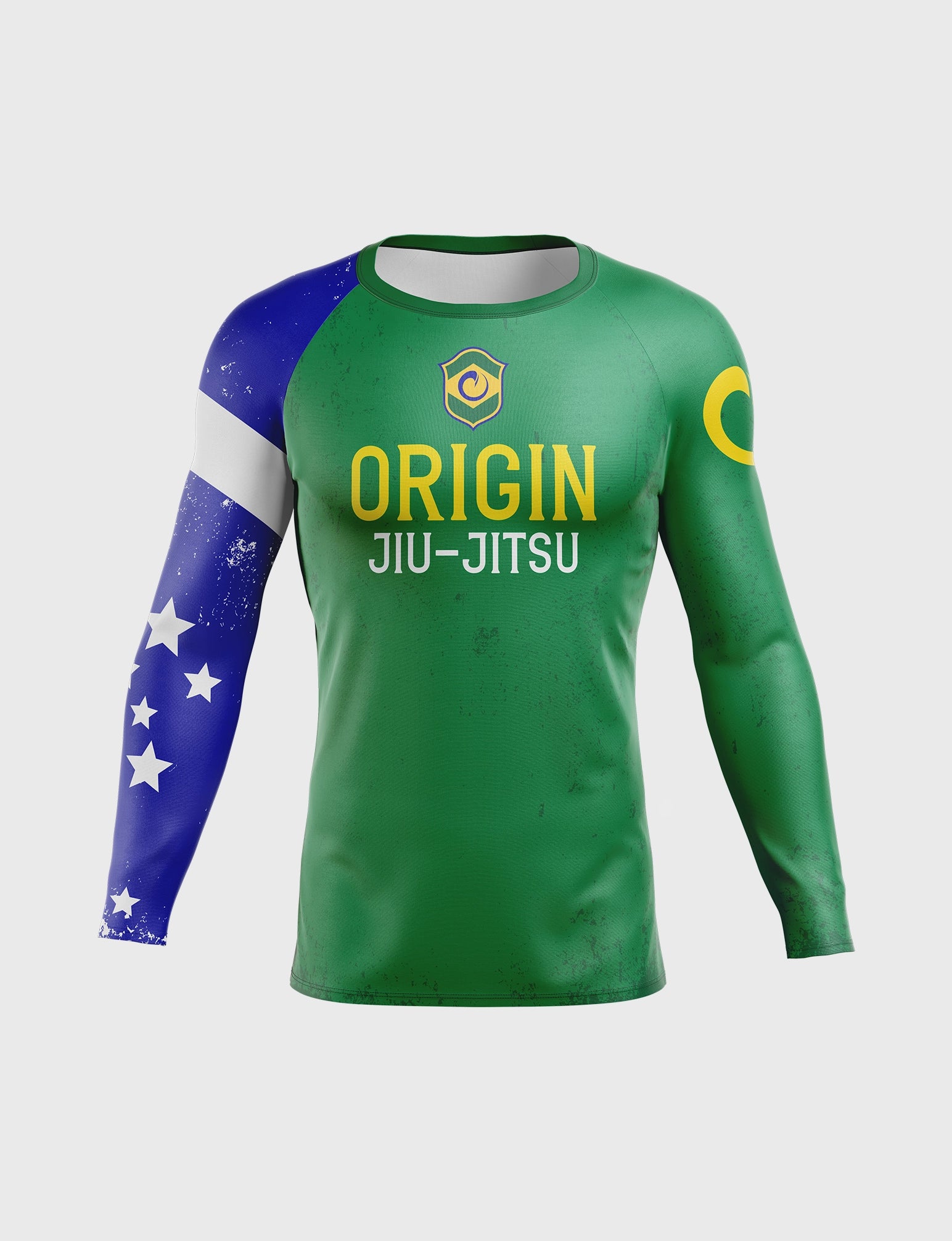 Women's Autumn Pants-BRAZIL FLAG LS COMPRESSION FIT RASHGUARD