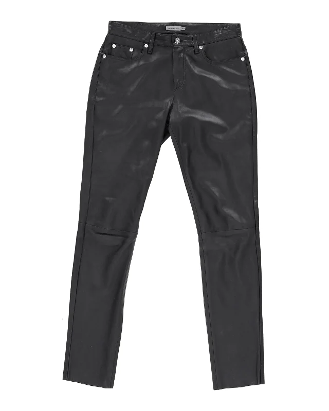 Women's Spring Pants-Calvin Klein Jeans in Black Lambskin Leather