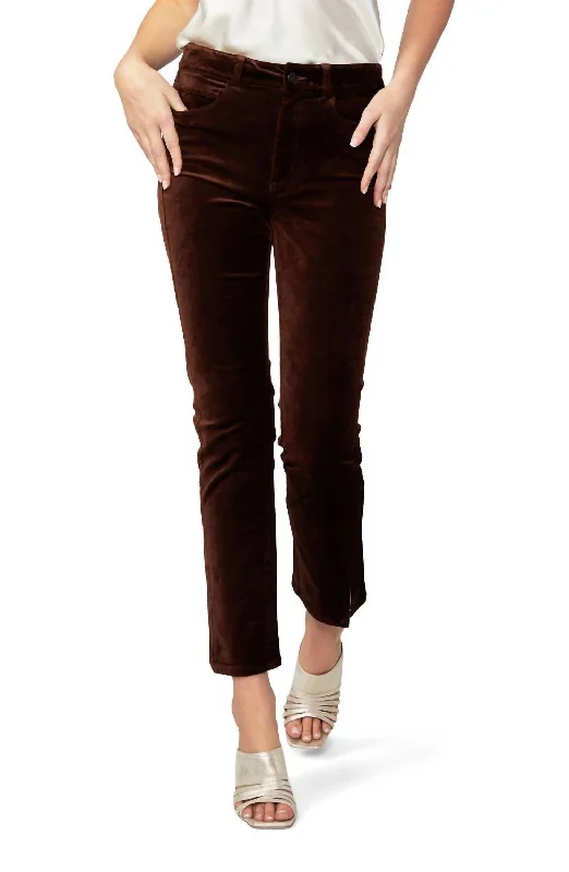 Women's Chic Pants-Cindy Velvet Jean In Chicory Coffee